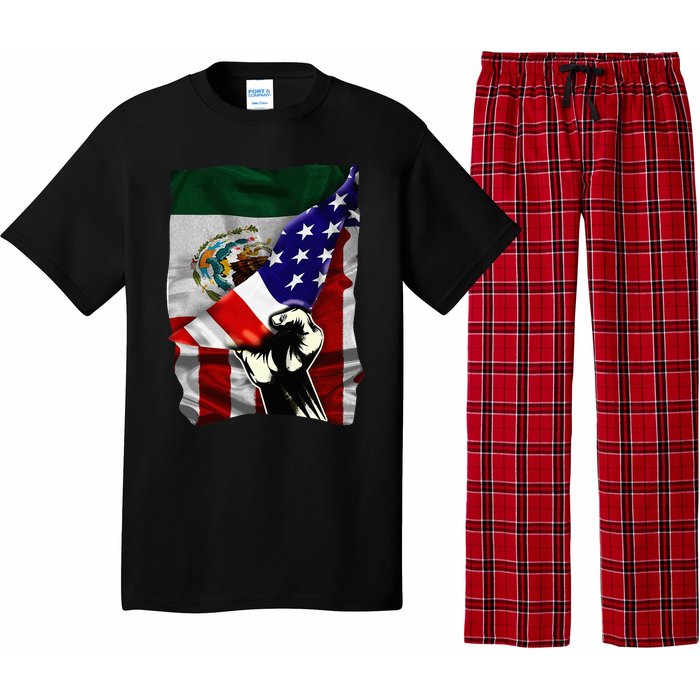 Half American Flag Mexican Roots Usa Flag Mexico Pajama Set