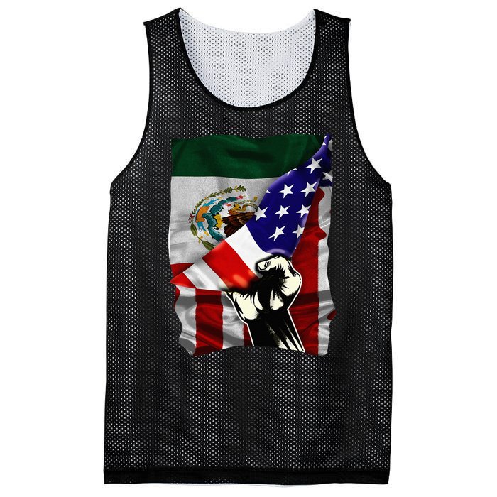 Half American Flag Mexican Roots Usa Flag Mexico Mesh Reversible Basketball Jersey Tank