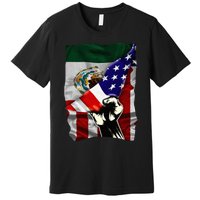 Half American Flag Mexican Roots Usa Flag Mexico Premium T-Shirt