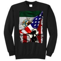 Half American Flag Mexican Roots Usa Flag Mexico Tall Sweatshirt