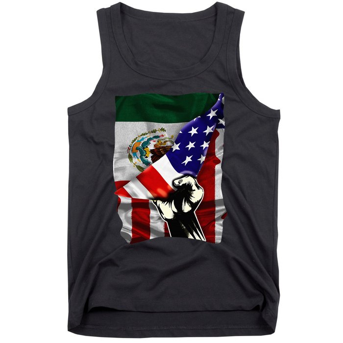 Half American Flag Mexican Roots Usa Flag Mexico Tank Top