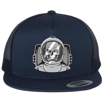 Halloween Astronaut Funny Gift Funny Gift Space Astronaut Skull Graphic Gift Flat Bill Trucker Hat