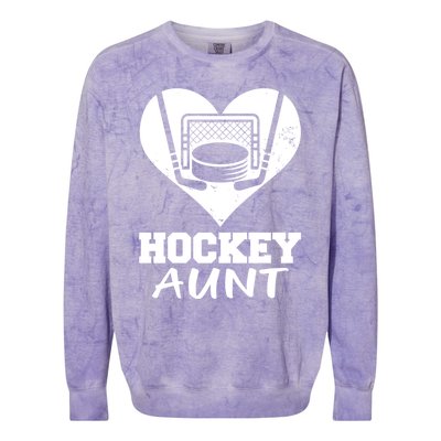 Hockey Aunt Funny Hockey Heart Gift Colorblast Crewneck Sweatshirt