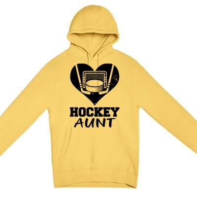 Hockey Aunt Funny Hockey Heart Gift Premium Pullover Hoodie