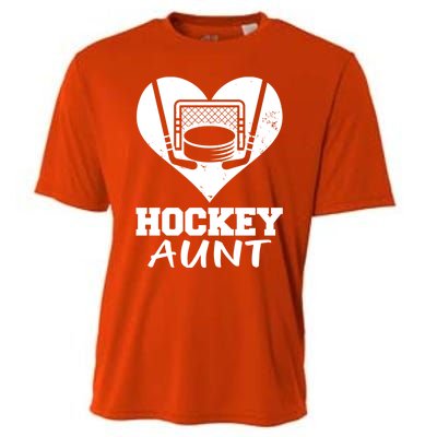 Hockey Aunt Funny Hockey Heart Gift Cooling Performance Crew T-Shirt