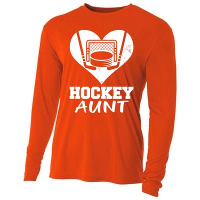 Hockey Aunt Funny Hockey Heart Gift Cooling Performance Long Sleeve Crew