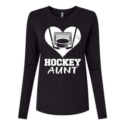 Hockey Aunt Funny Hockey Heart Gift Womens Cotton Relaxed Long Sleeve T-Shirt