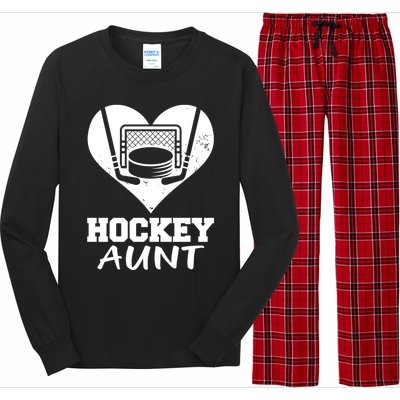 Hockey Aunt Funny Hockey Heart Gift Long Sleeve Pajama Set