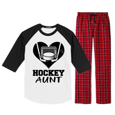 Hockey Aunt Funny Hockey Heart Gift Raglan Sleeve Pajama Set