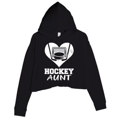 Hockey Aunt Funny Hockey Heart Gift Crop Fleece Hoodie