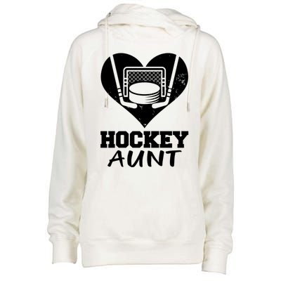 Hockey Aunt Funny Hockey Heart Gift Womens Funnel Neck Pullover Hood