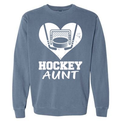 Hockey Aunt Funny Hockey Heart Gift Garment-Dyed Sweatshirt