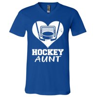 Hockey Aunt Funny Hockey Heart Gift V-Neck T-Shirt