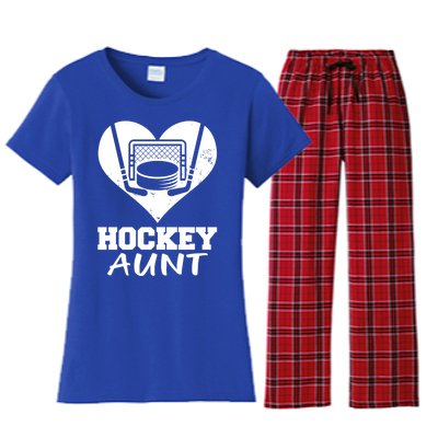 Hockey Aunt Funny Hockey Heart Gift Women's Flannel Pajama Set