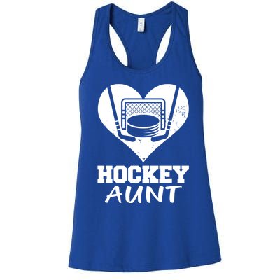 Hockey Aunt Funny Hockey Heart Gift Women's Racerback Tank