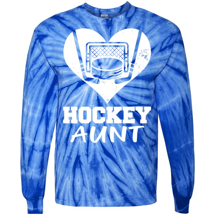 Hockey Aunt Funny Hockey Heart Gift Tie-Dye Long Sleeve Shirt