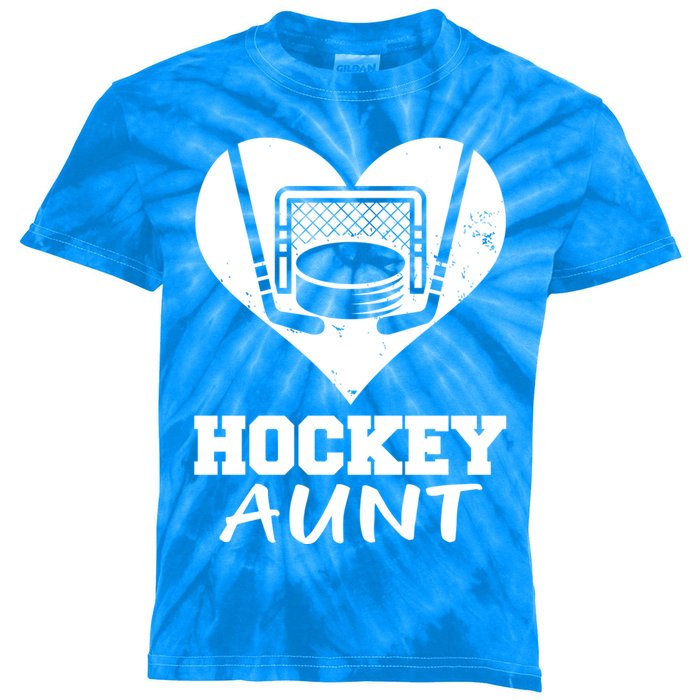 Hockey Aunt Funny Hockey Heart Gift Kids Tie-Dye T-Shirt