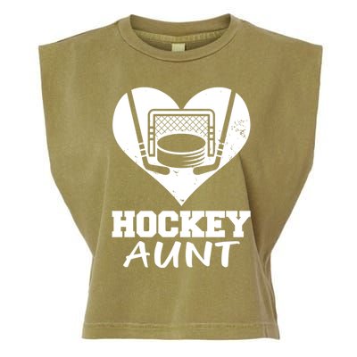 Hockey Aunt Funny Hockey Heart Gift Garment-Dyed Women's Muscle Tee