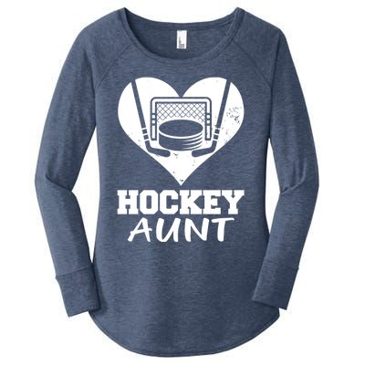 Hockey Aunt Funny Hockey Heart Gift Women's Perfect Tri Tunic Long Sleeve Shirt