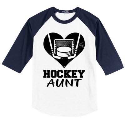 Hockey Aunt Funny Hockey Heart Gift Baseball Sleeve Shirt