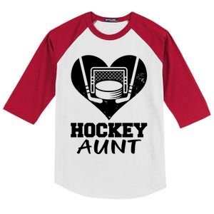 Hockey Aunt Funny Hockey Heart Gift Kids Colorblock Raglan Jersey