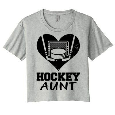 Hockey Aunt Funny Hockey Heart Gift Women's Crop Top Tee