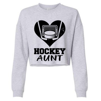 Hockey Aunt Funny Hockey Heart Gift Cropped Pullover Crew