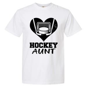 Hockey Aunt Funny Hockey Heart Gift Garment-Dyed Heavyweight T-Shirt