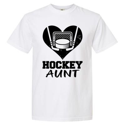 Hockey Aunt Funny Hockey Heart Gift Garment-Dyed Heavyweight T-Shirt