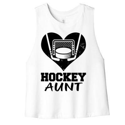 Hockey Aunt Funny Hockey Heart Gift Women's Racerback Cropped Tank