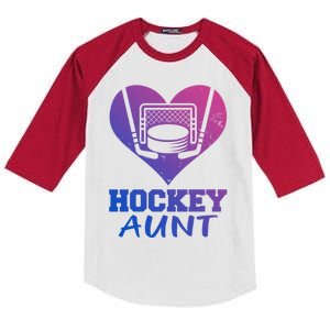 Hockey Aunt Funny Hockey Heart Gift Kids Colorblock Raglan Jersey