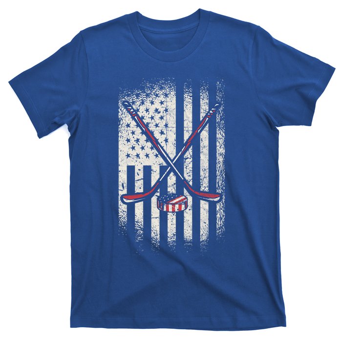 Hockey American Flag Usa Ice Hockey Cool Gift T-Shirt