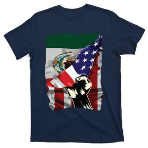 Half American Flag Mexican ROOTS USA Flag Mexico DNA T-Shirt