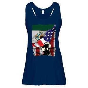 Half American Flag Mexican ROOTS USA Flag Mexico DNA Ladies Essential Flowy Tank