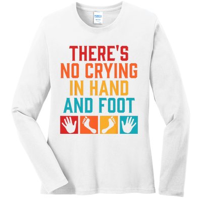 Hand And Foot Card Game Funny Hand And Foot Game Ladies Long Sleeve Shirt