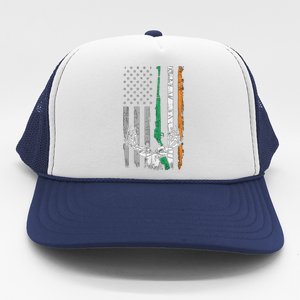 Hunting American Flag Irish St Patricks Day Ireland Usa Gift Trucker Hat