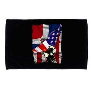 Half American Flag Dominican Roots Usa Flag Dom Republic Gift Microfiber Hand Towel