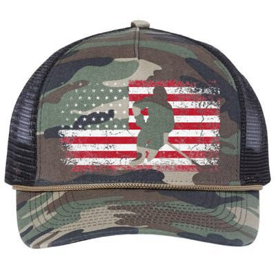 Hockey American Flag 4th of July Patriotic USA Dad Son Retro Rope Trucker Hat Cap