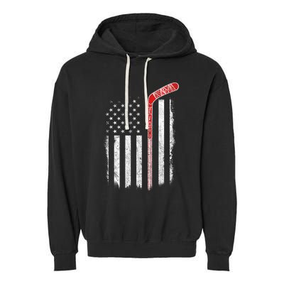 Hockey American Flag  Hockey Flag  Garment-Dyed Fleece Hoodie