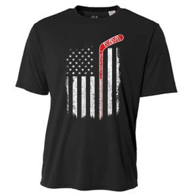 Hockey American Flag  Hockey Flag  Cooling Performance Crew T-Shirt