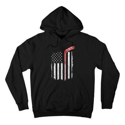 Hockey American Flag  Hockey Flag  Tall Hoodie