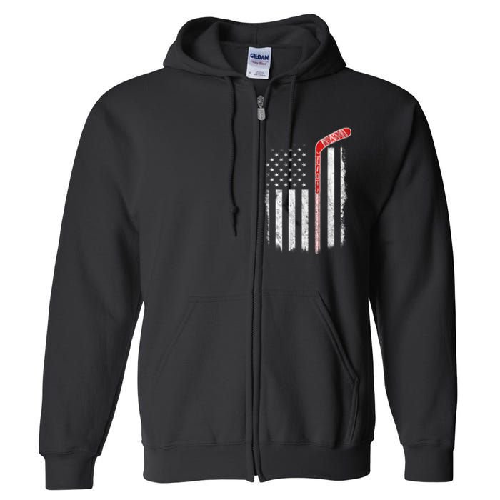 Hockey American Flag  Hockey Flag  Full Zip Hoodie