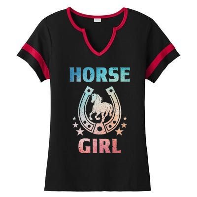 Horse Art For Women Horseback Riding Equestrian Ladies Halftime Notch Neck Tee