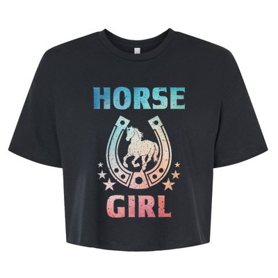 Horse Art For Women Horseback Riding Equestrian Bella+Canvas Jersey Crop Tee