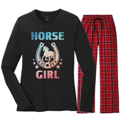 Horse Art For Women Horseback Riding Equestrian Women's Long Sleeve Flannel Pajama Set 