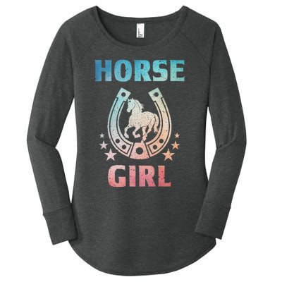 Horse Art For Women Horseback Riding Equestrian Women's Perfect Tri Tunic Long Sleeve Shirt