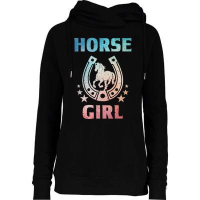 Horse Art For Women Horseback Riding Equestrian Womens Funnel Neck Pullover Hood