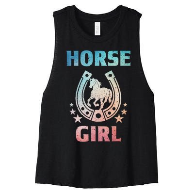 Horse Art For Women Horseback Riding Equestrian Women's Racerback Cropped Tank