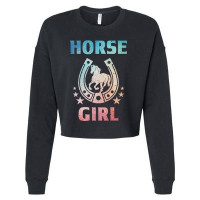 Horse Art For Women Horseback Riding Equestrian Cropped Pullover Crew