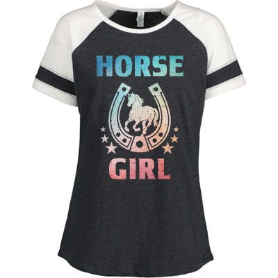 Horse Art For Women Horseback Riding Equestrian Enza Ladies Jersey Colorblock Tee